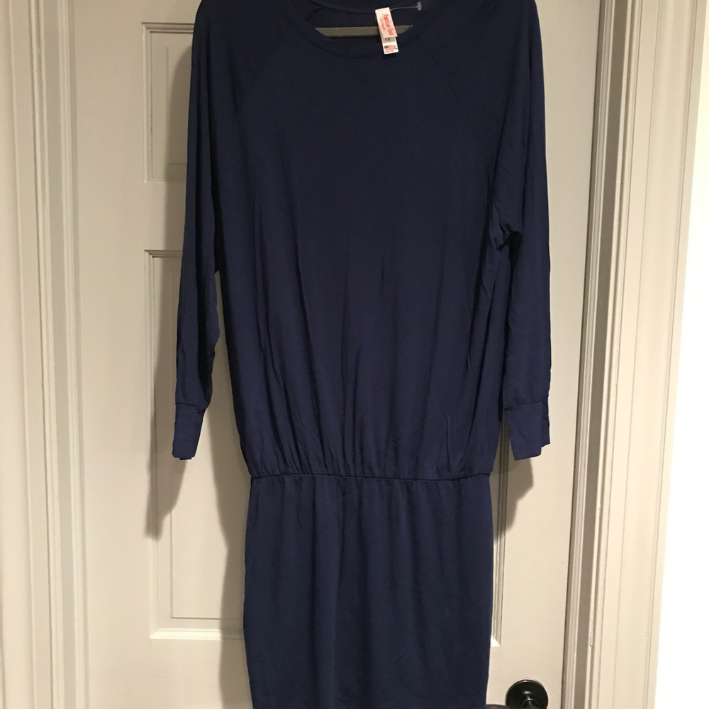 Blue long sleeve t shirt dress